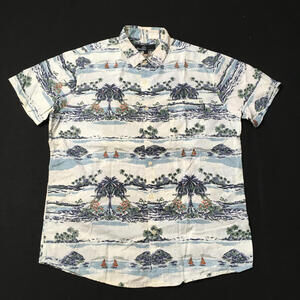 Molokai Surf Co Shirt sailing Hawaiian  Casual Button Up large paradise